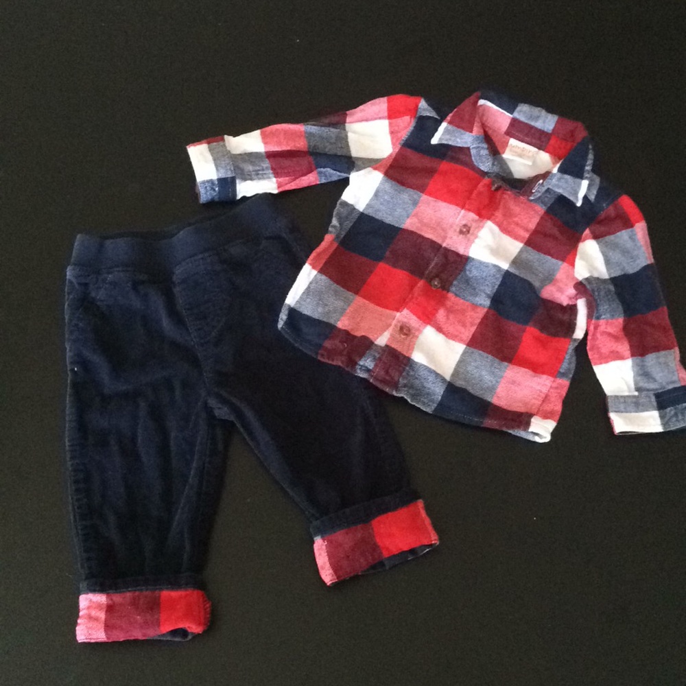 Red white and blue plaid outfit